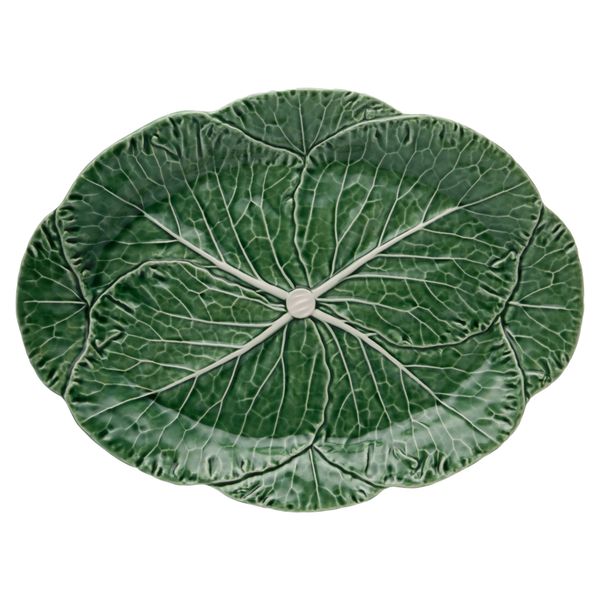 Travessa-Oval-43cm-Couve-Verde--Bordallo-Pinheiro